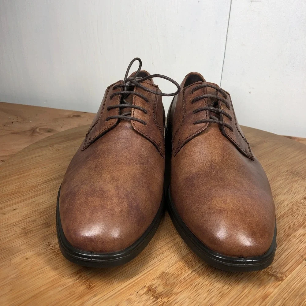 Ecco mens size 42 shoes brown leather Melbourne Tie Oxford Brown Classic Work